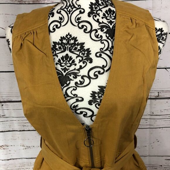 Revolve Stevie May Alto Cotton Twill Belted Zip Up Mini Dress Mustard Yellow - Picture 4 of 11